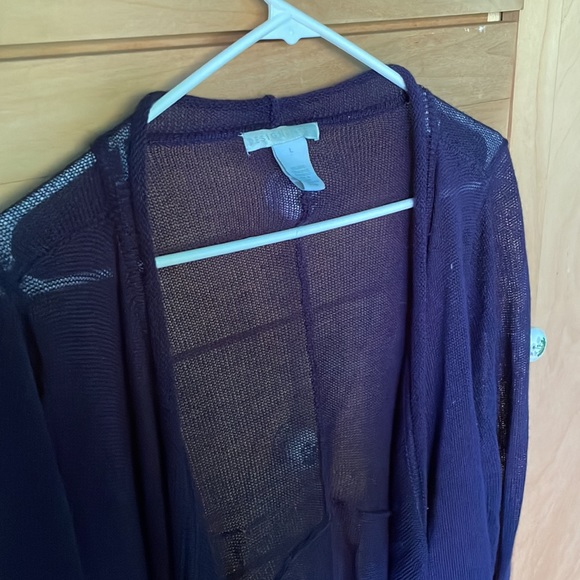 DESIGN HISTORY Long Purple Open Cardigan - Picture 2 of 4
